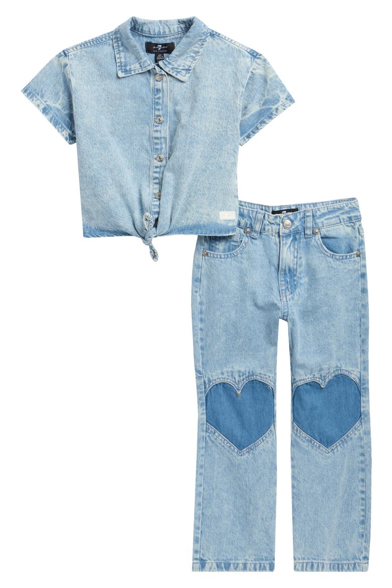 Kids' 2-Piece Flare Leg Denim Set, Main, color, LIGHT VINTAGE