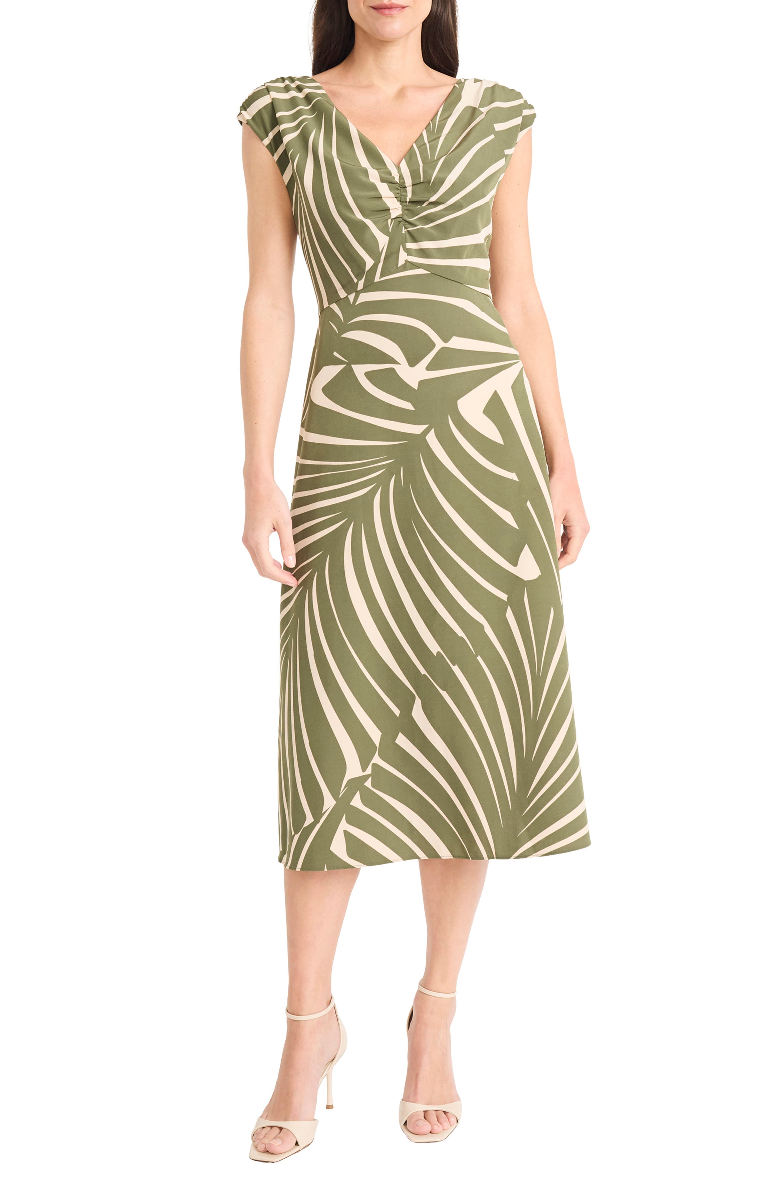 Maggy London V-Neck Midi Dress