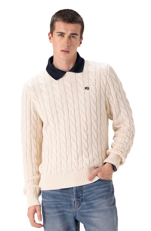 Men's Crew Neck Cable Sweater