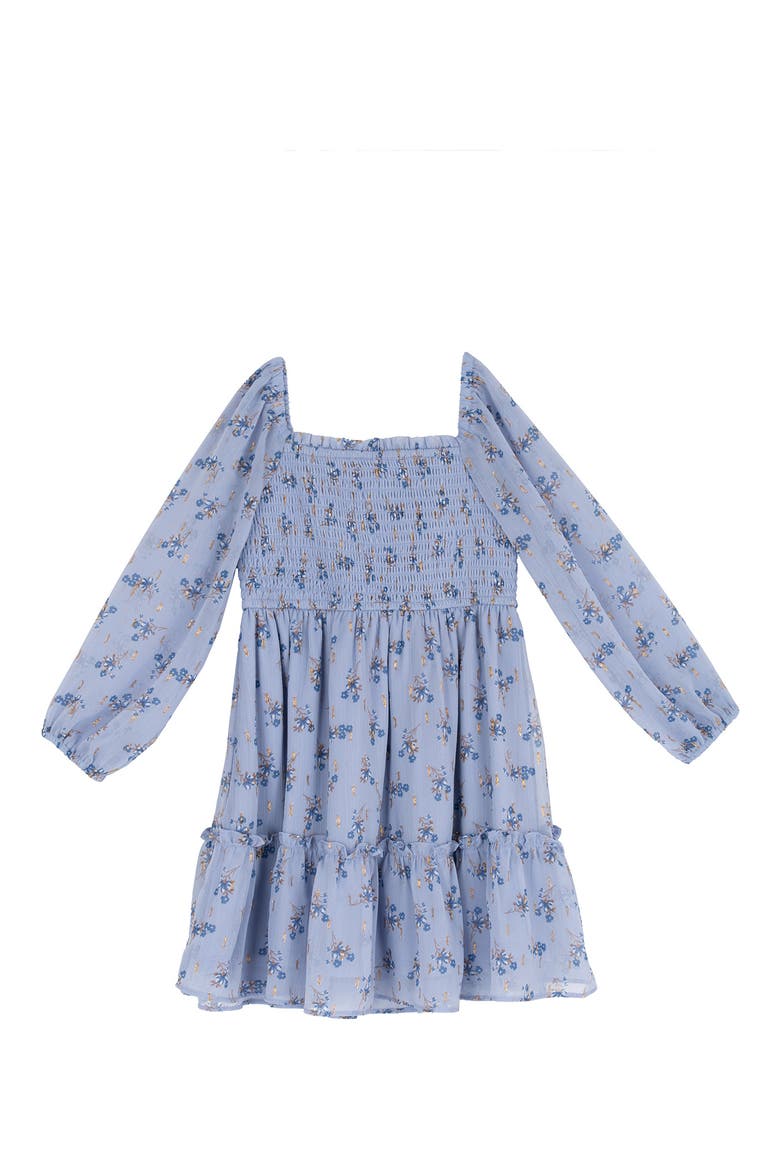 Kids' Lurex Chiffon Tiered Dress, Main, color, PERIWINKLE