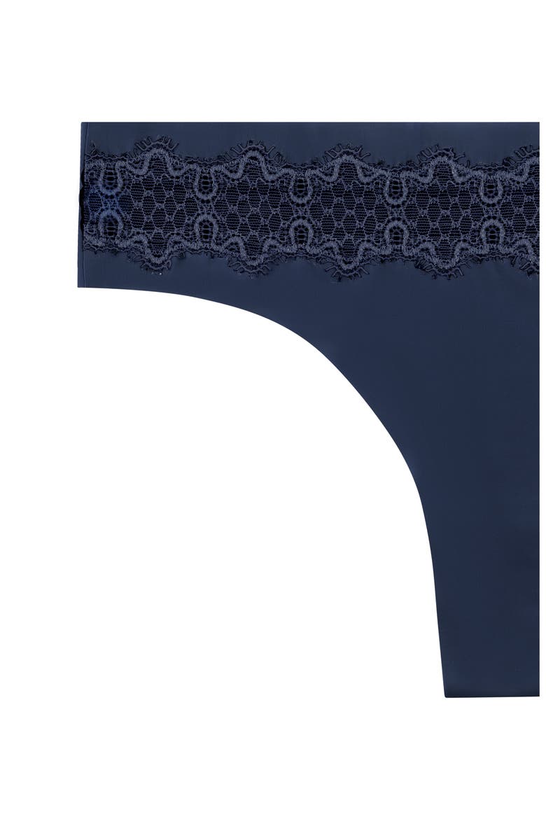 Soft Seamless Thong with Lace, Alternate, color, DRESS BLUE