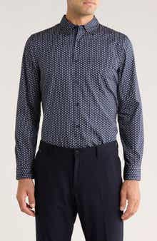 Nordstrom Diamond Print Cotton Button-Up Shirt
