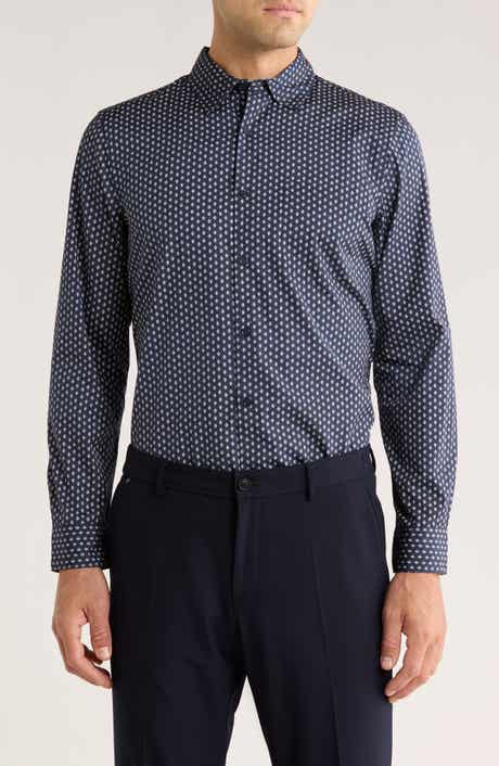 Nordstrom Diamond Print Cotton Button-Up Shirt