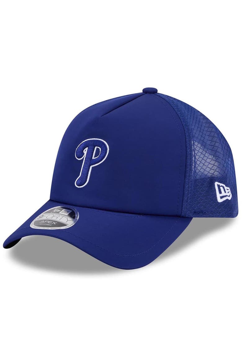 Men's New Era Royal Philadelphia Phillies 2026 Batting Practice Apex 9FORTY Adjustable Trucker Hat, Main, color, Royal