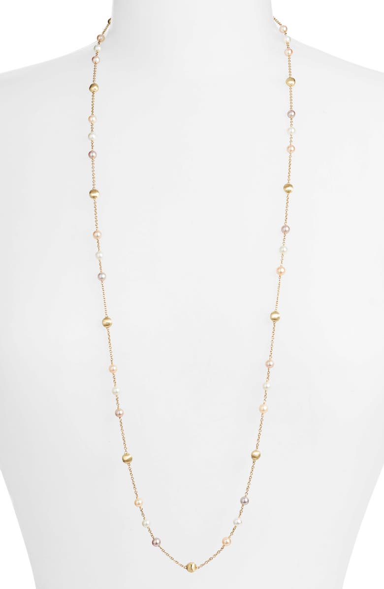 Marco Bicego Africa 18K Yellow Gold & Multicolor Pearl Statement Necklace, Main, color, 