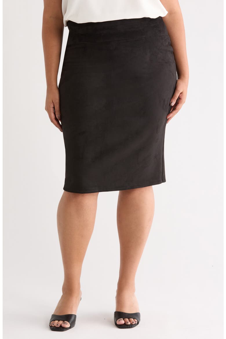 Faux Suede Pencil Skirt, Main, color, BLACK