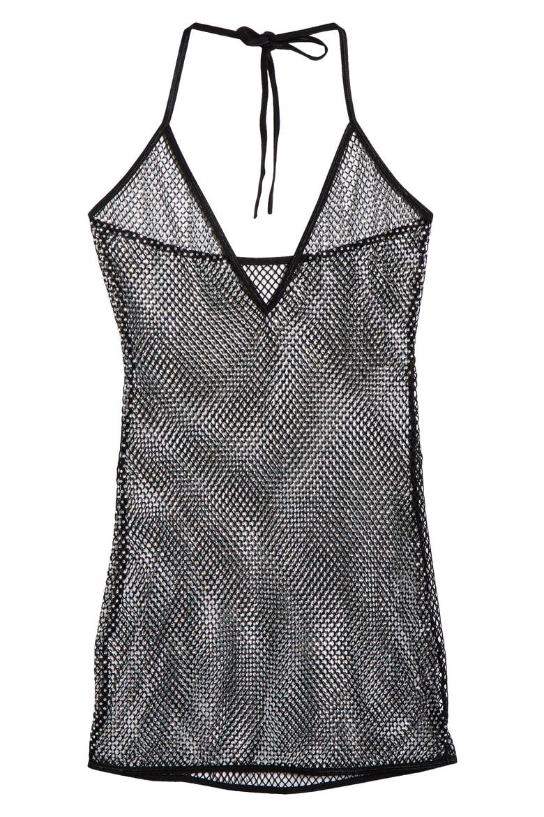 Mirage Crystal Mesh Chemise, Main, color, BLACK