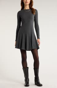 Treasure & Bond Long Sleeve Fit & Flare Minidress