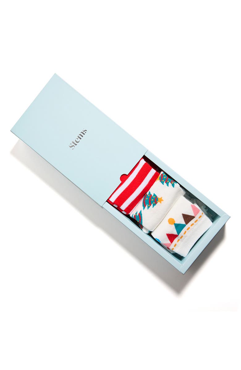 Stems Festive 3-Pack Quarter Socks Gift Set, Alternate, color, 