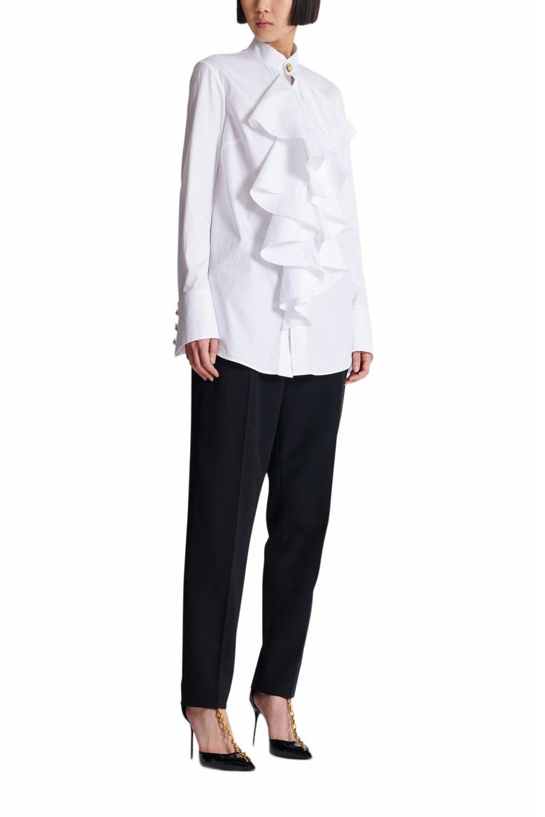 Ruffled Poplin Shirt, Main, color, White