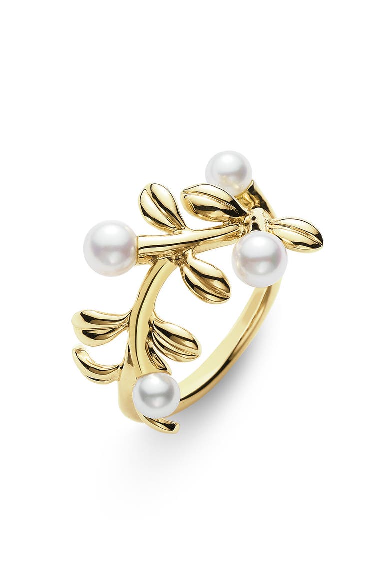 Akoya Cultured Pearl Ring, Main, color, GOLD