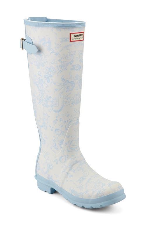 Hunter X Loveshackfancy Original Tall Back Adjustable Boots Light Blue 450 In Multi