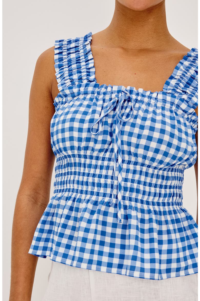 x Giadzy Donna Gingham Sleeveless Top, Alternate, color, AZURE GINGHAM