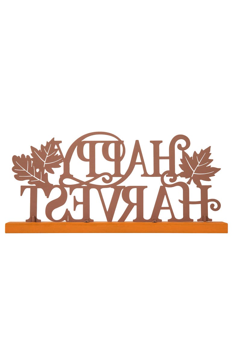 Glitzhome Wood & Metal Happy Harvest Table Decor, Alternate, color, 