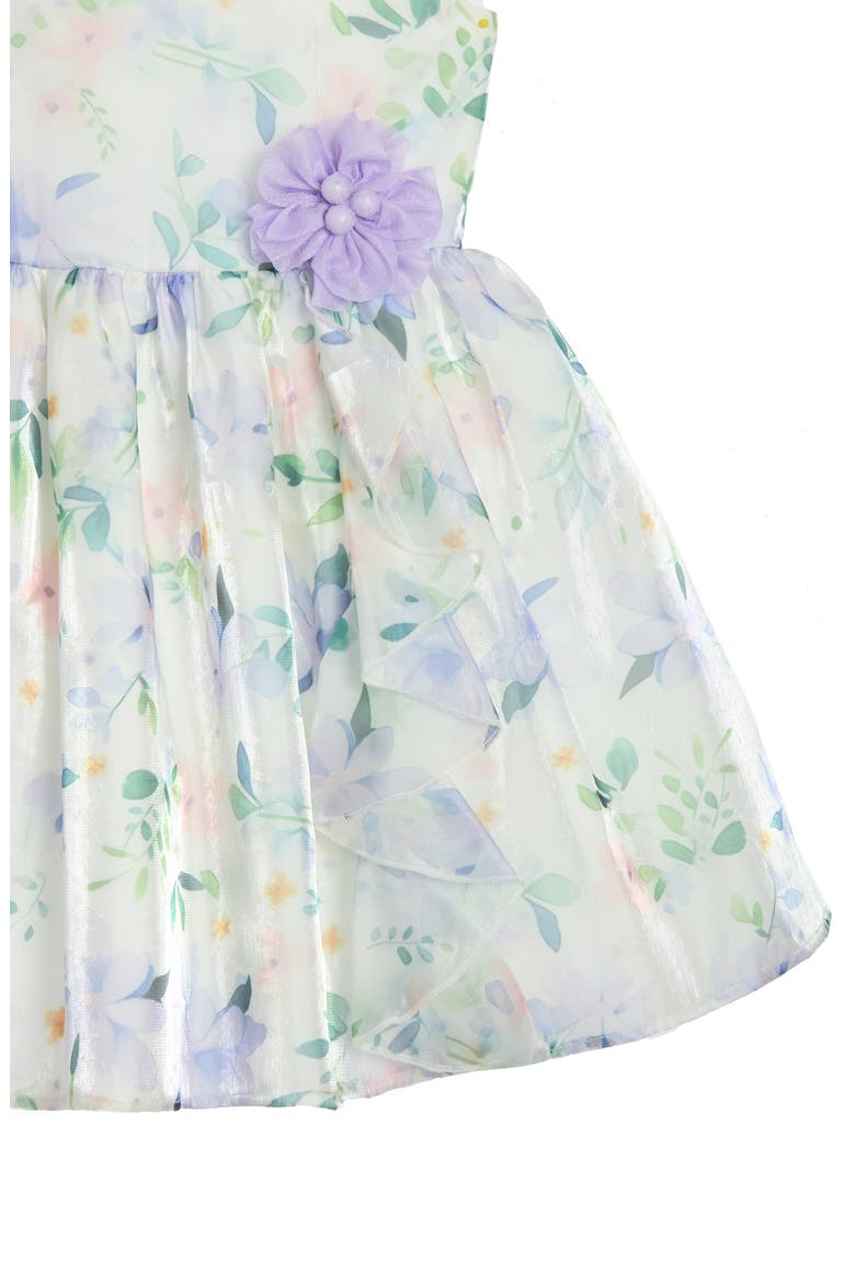 Kids' Watercolor Organza Party Dress, Alternate, color, WHITE/ LILAC