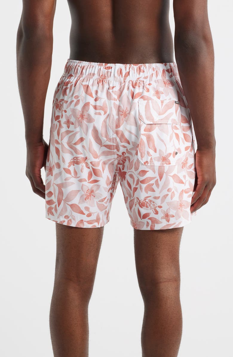 Vintage Summer Print Volley Swim Trunks, Alternate, color, Orange