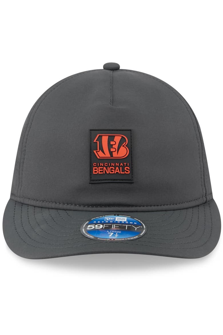 Men's New Era Charcoal Cincinnati Bengals 2025 Sideline Cold Weather Retro Crown 59FIFTY Fitted Hat, Alternate, color, Charcoal