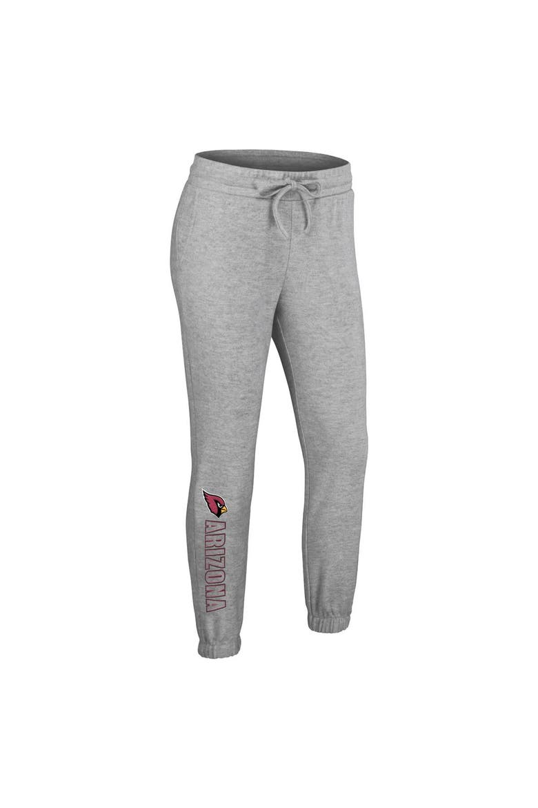 Women's WEAR by Erin Andrews Heather Gray Arizona Cardinals Knit Long Sleeve Tri-Blend T-Shirt & Pants Sleep Set, Alternate, color, Heather Gray