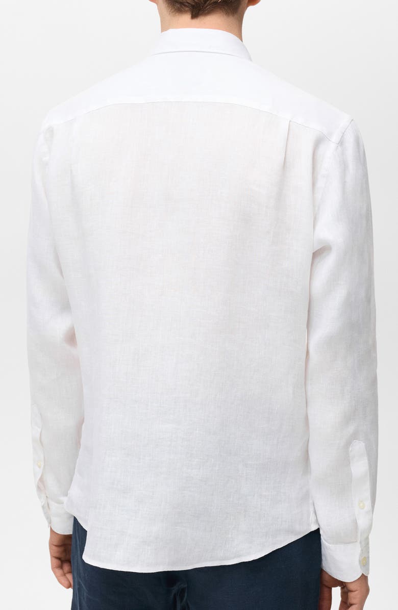 MANGO Classic Fit Linen Button-Up Shirt, Alternate, color, White