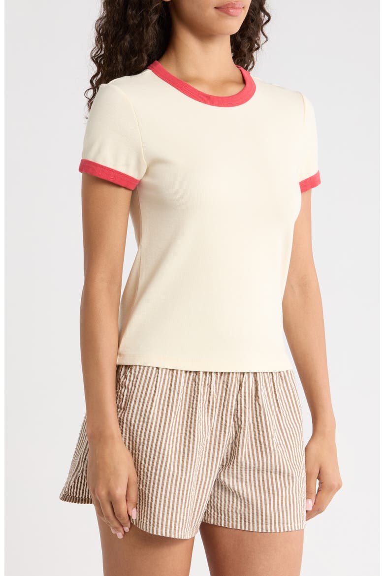 Lexi Rib Ringer T-Shirt, Alternate, color, CREAM AND POPPY