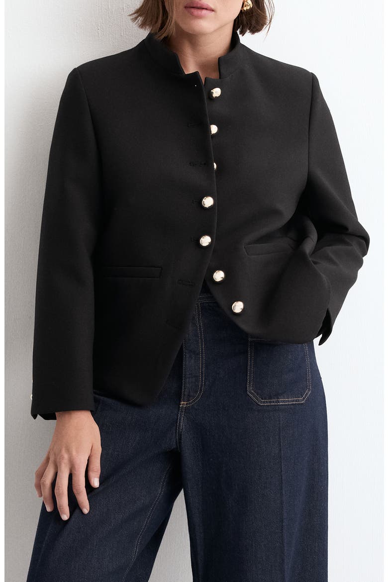 Mandarin Collar Jacket, Main, color, BLACK