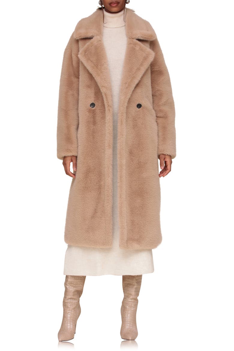 Oversize Luxe Faux Fur Longline Coat, Alternate, color, TAUPE