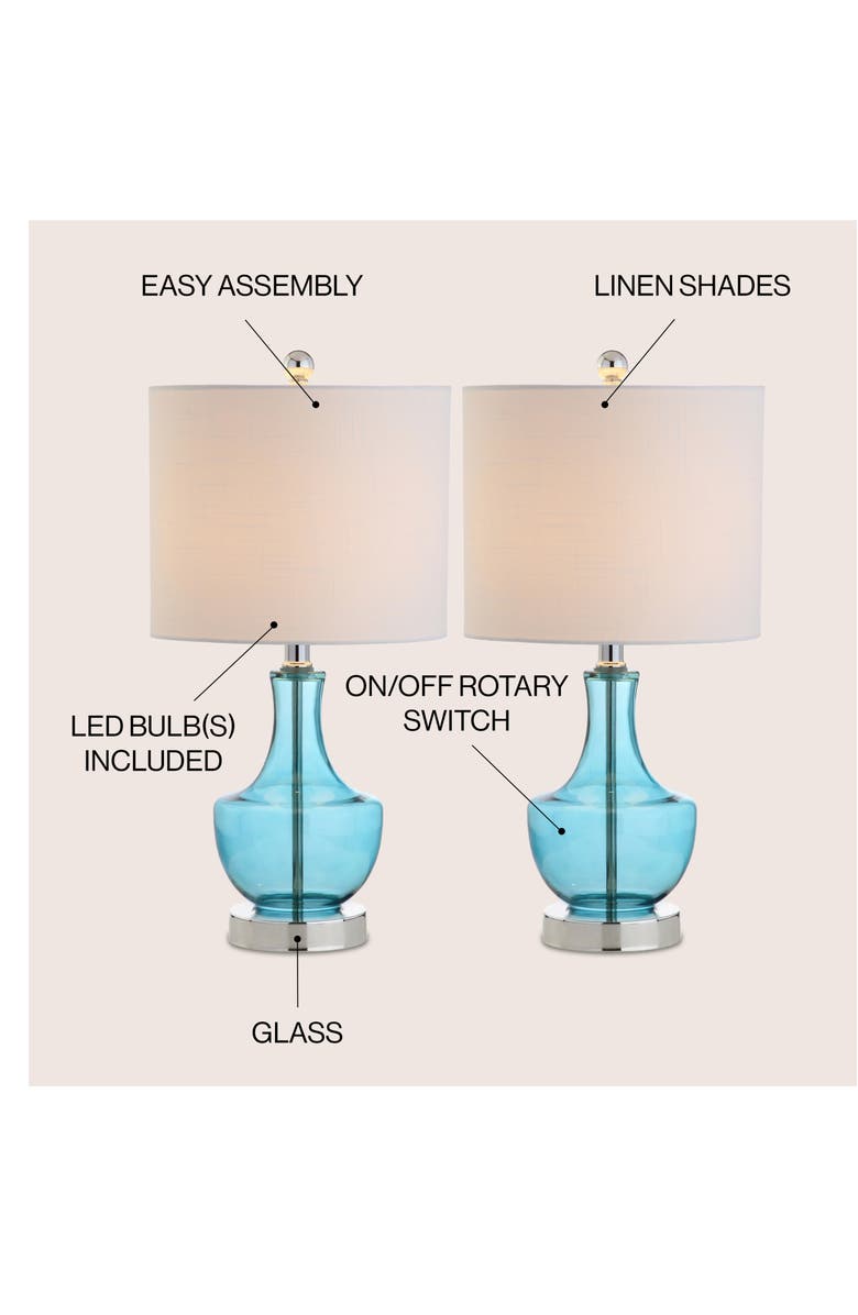 JONATHAN Y Colette Mini Glass LED Table Lamp, Alternate, color, Light Blue