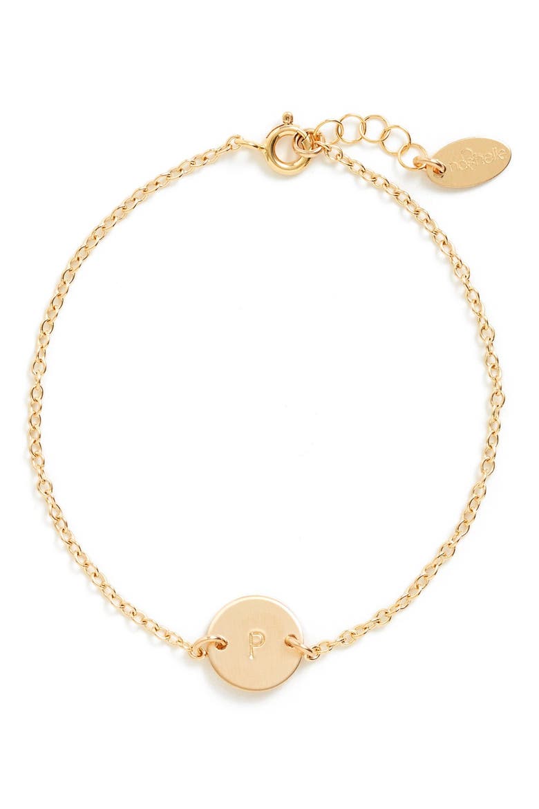 Initial Mini Disc Bracelet, Main, color, 14K GOLD FILL P
