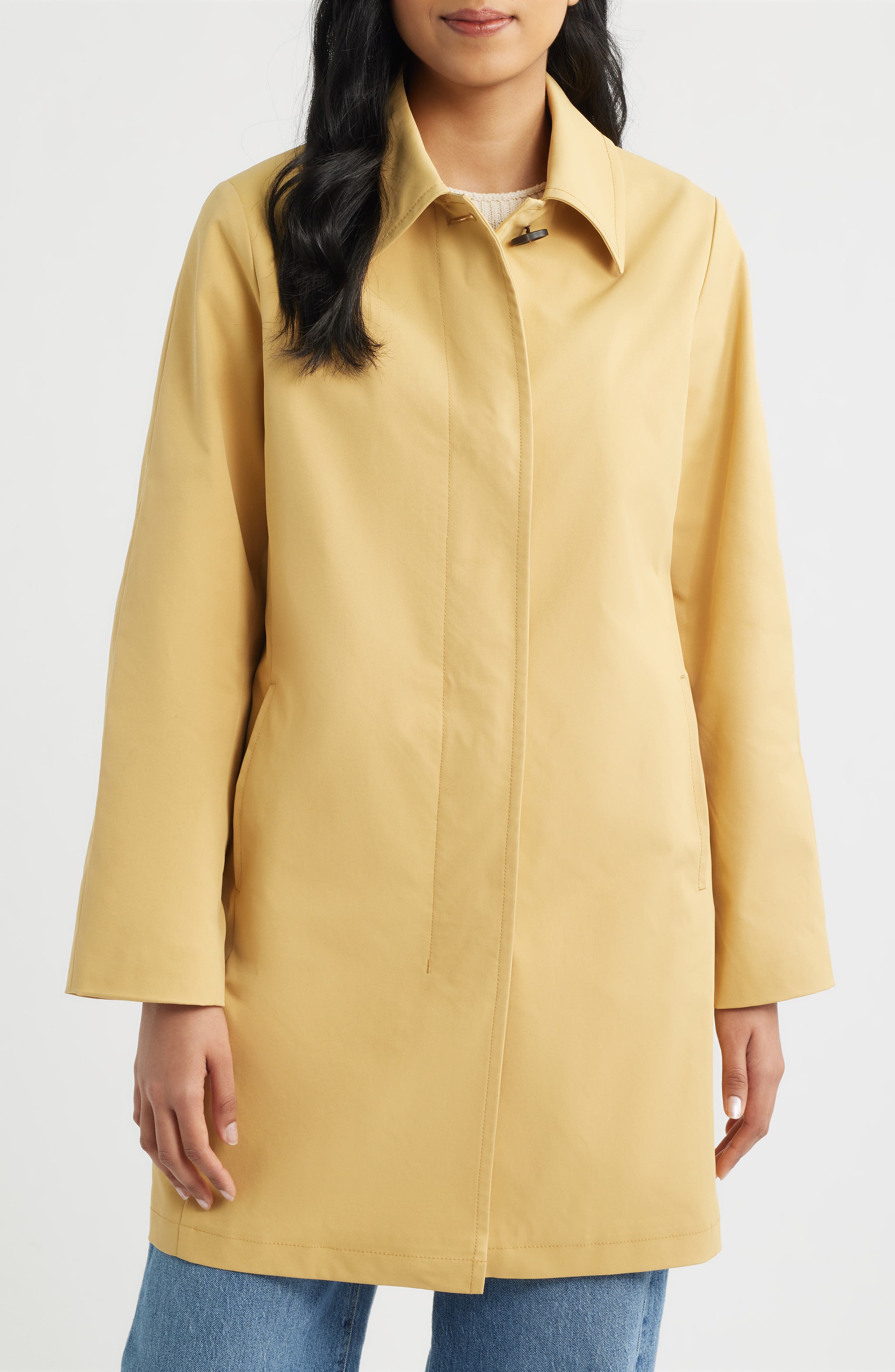 Sam Edelman Fly Front Longline Rain Jacket (Women) | Nordstrom