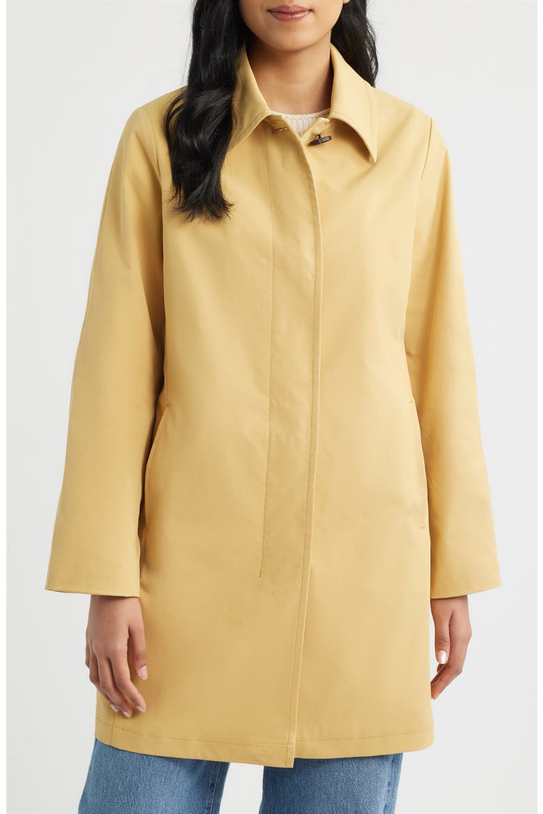 Fly Front Longline Rain Jacket, Alternate, color, VINTAGE MUSTARD