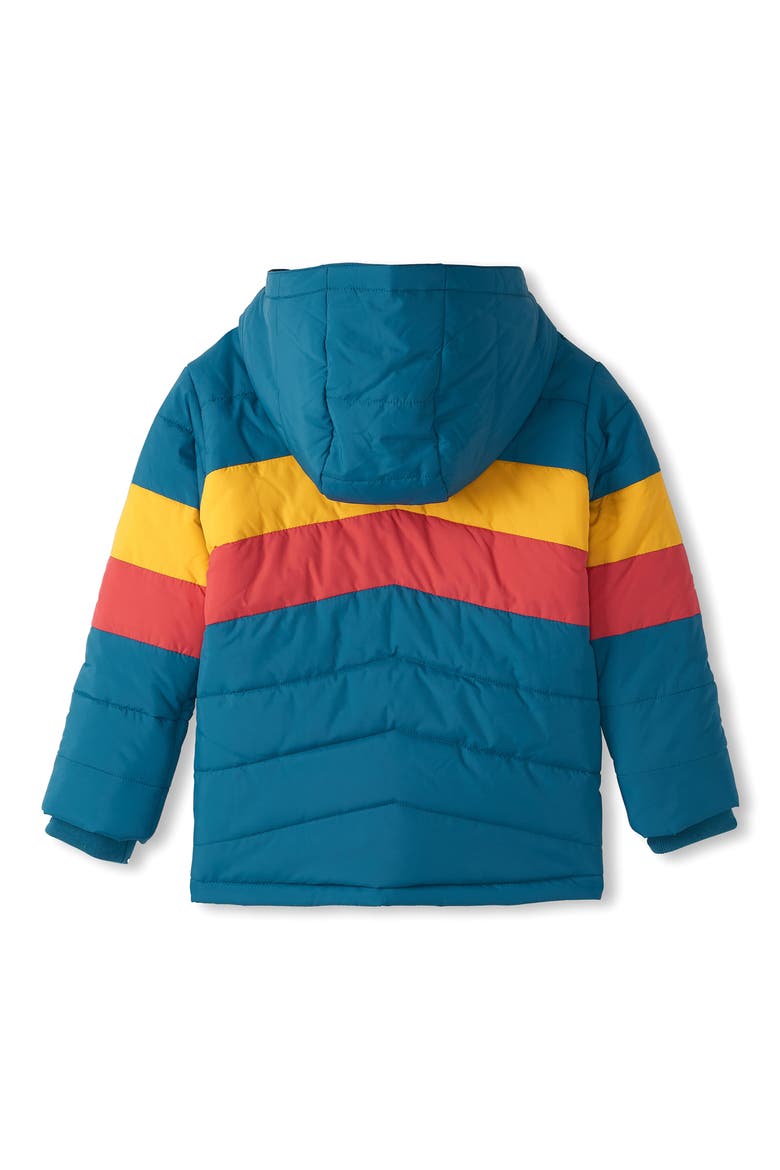 Kids' Colorblock Quilted Hooded Jacket, Alternate, color, MOROCCAN BLUE