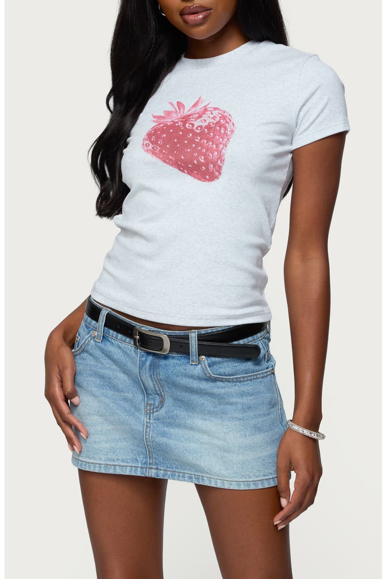 Sweet Berry Stretch Cotton T-Shirt, Main, color, GRAY-MELANGE