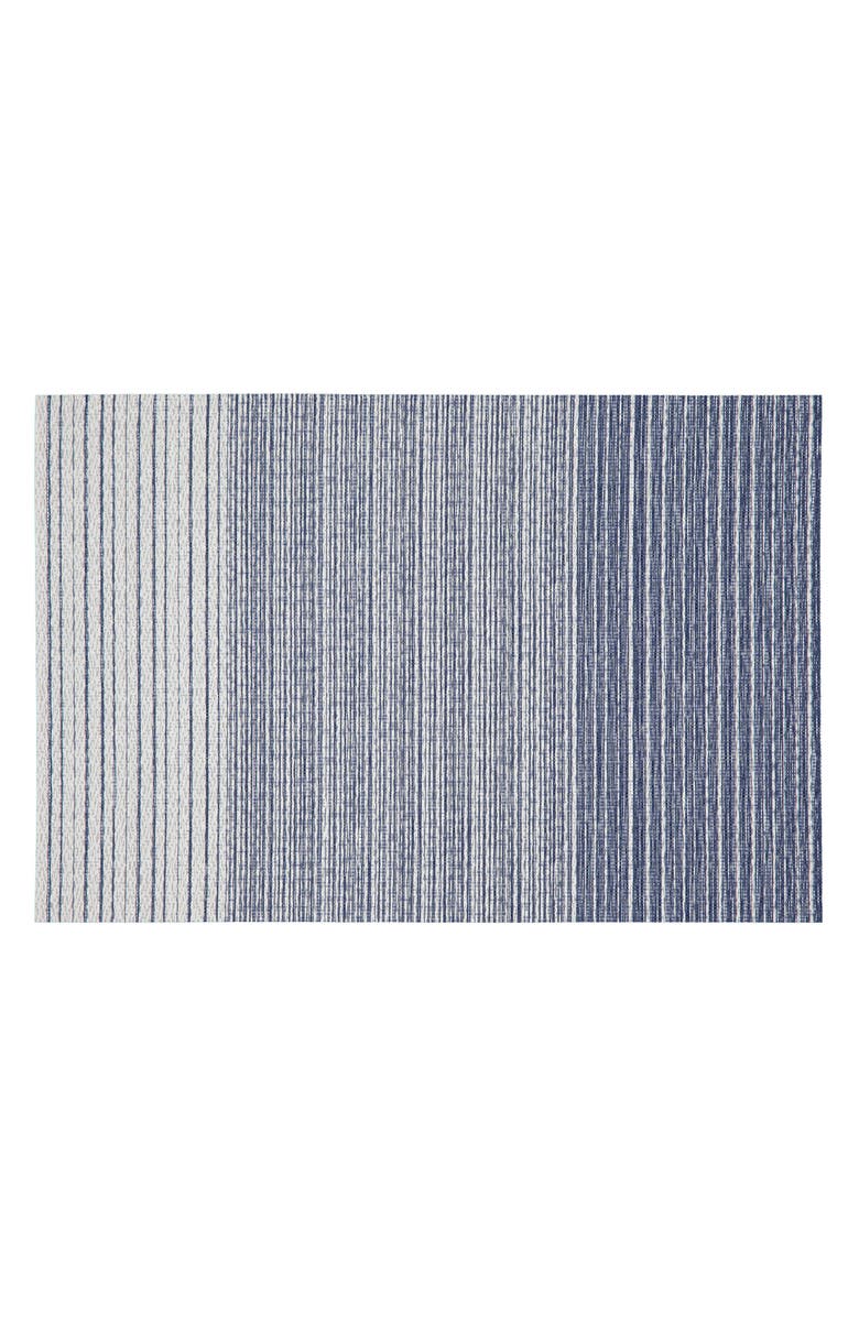 DAINTY HOME Set of 6 Vinyl Placemats, Main, color, Ombre Side Stripe Blue