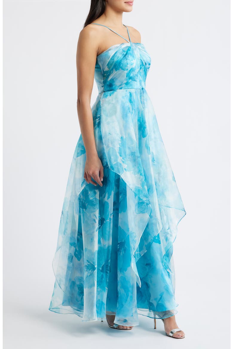 Handkerchief Halter Evening Gown, Alternate, color, BLUE MULTI