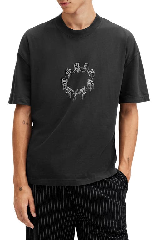 AllSaints Cryptierra Graphic T-Shirt in Washed Black 