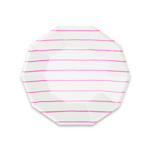 Daydream Society Frenchie Striped Small Plates In Cerise