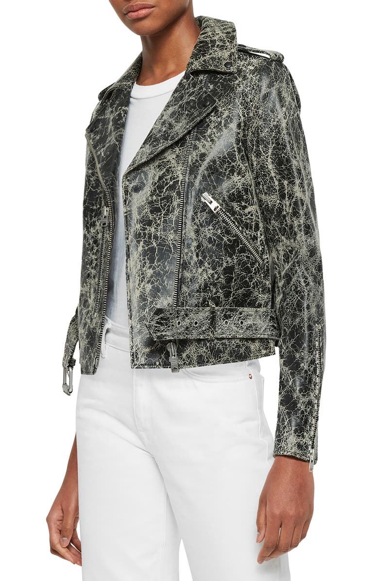 AllSaints Balfern Rift Distressed Leather Moto Jacket, Alternate, color,