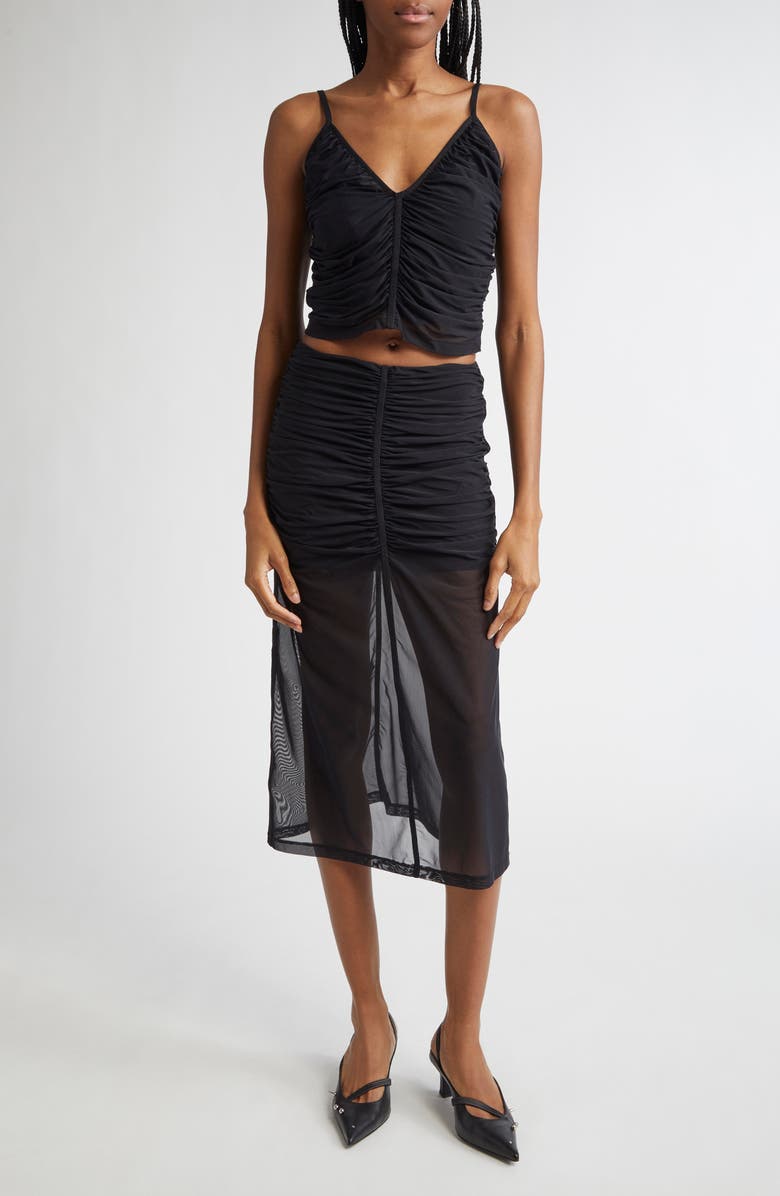 DIESEL<sup>®</sup> O-Ira Ruched Tulle Midi Skirt, Alternate, color, Deep/Black