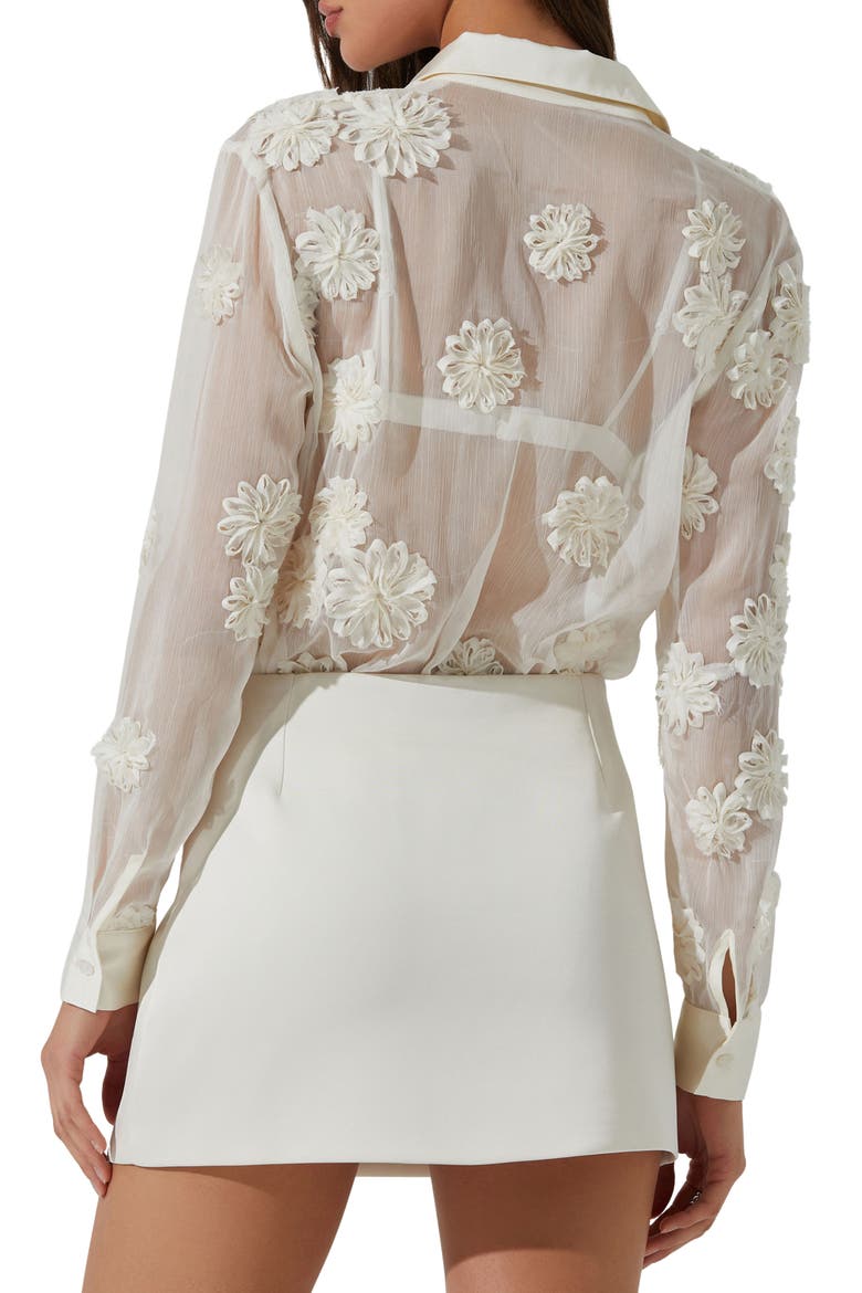 Ioannis Floral Appliqué Button-Up Shirt, Alternate, color, CREAM