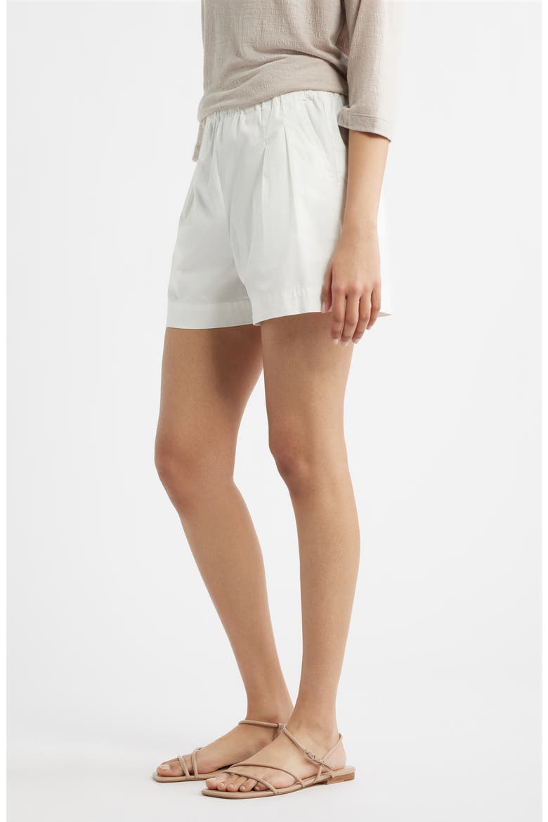 Pleated Stretch Cotton Shorts, Alternate, color, WHITE