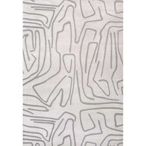 Jonathan Y Alcina Modern Scandinavian Graphic Lines High-low Area Rug In White/light Gray