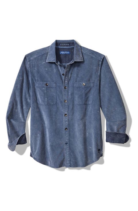 Coastline Cord Sun Fade Long Sleeve Button-Up Shirt (Big & Tall)