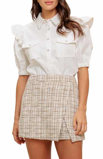 FLYING TOMATO Cotton Denim Button-Up Shirt