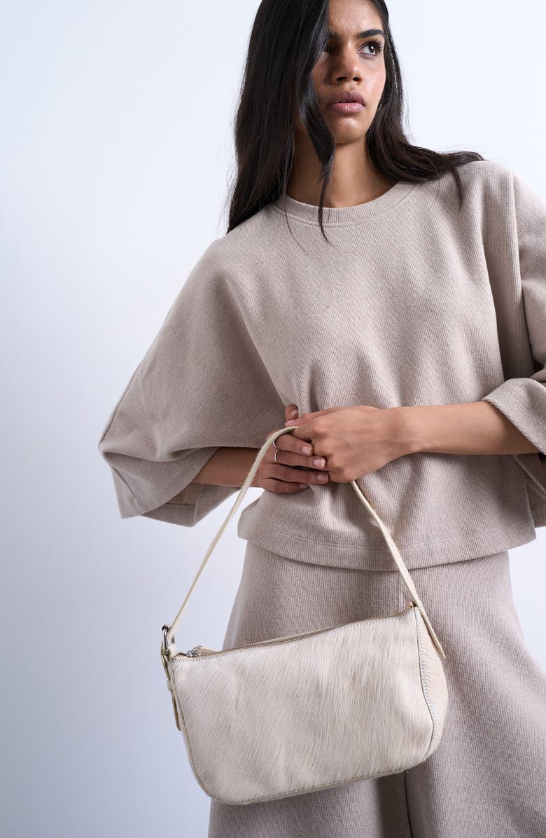 Topshop Genuine Calf Hair Shoulder Bag, Alternate, color,