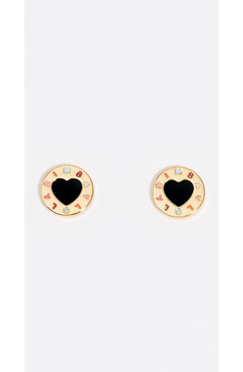 Bimba y Lola Heart Logo Earrings, Main, color, Black