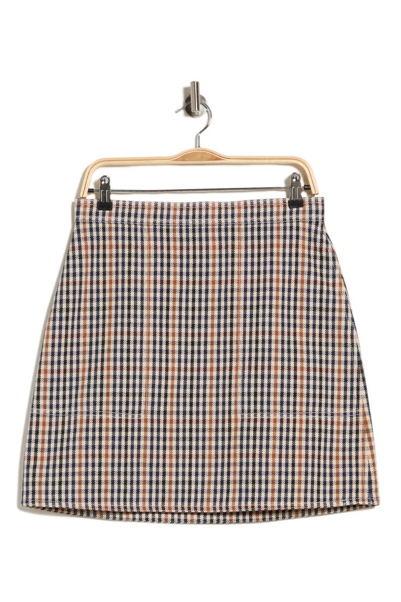 Checkered Miniskirt, Alternate, color, NAVY/ COGNAC