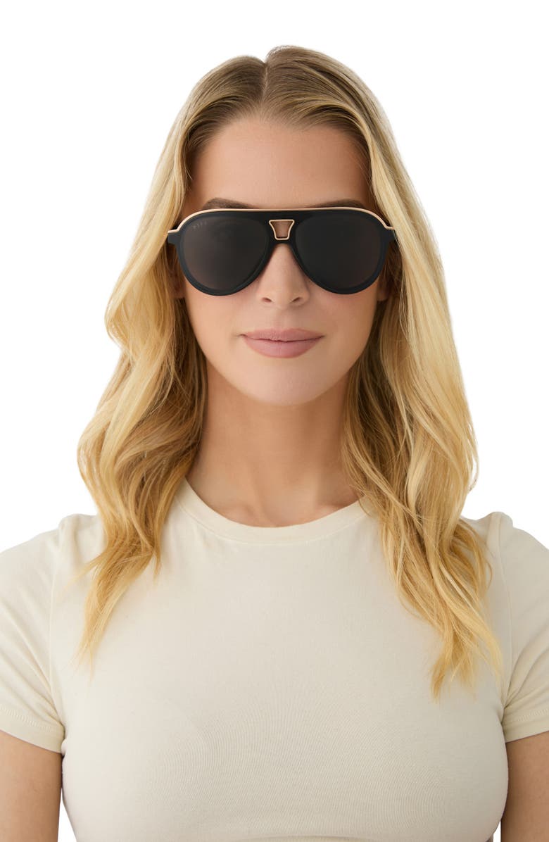 DIFF Tosca III 56mm Aviator Sunglasses, Alternate, color, Black / Grey