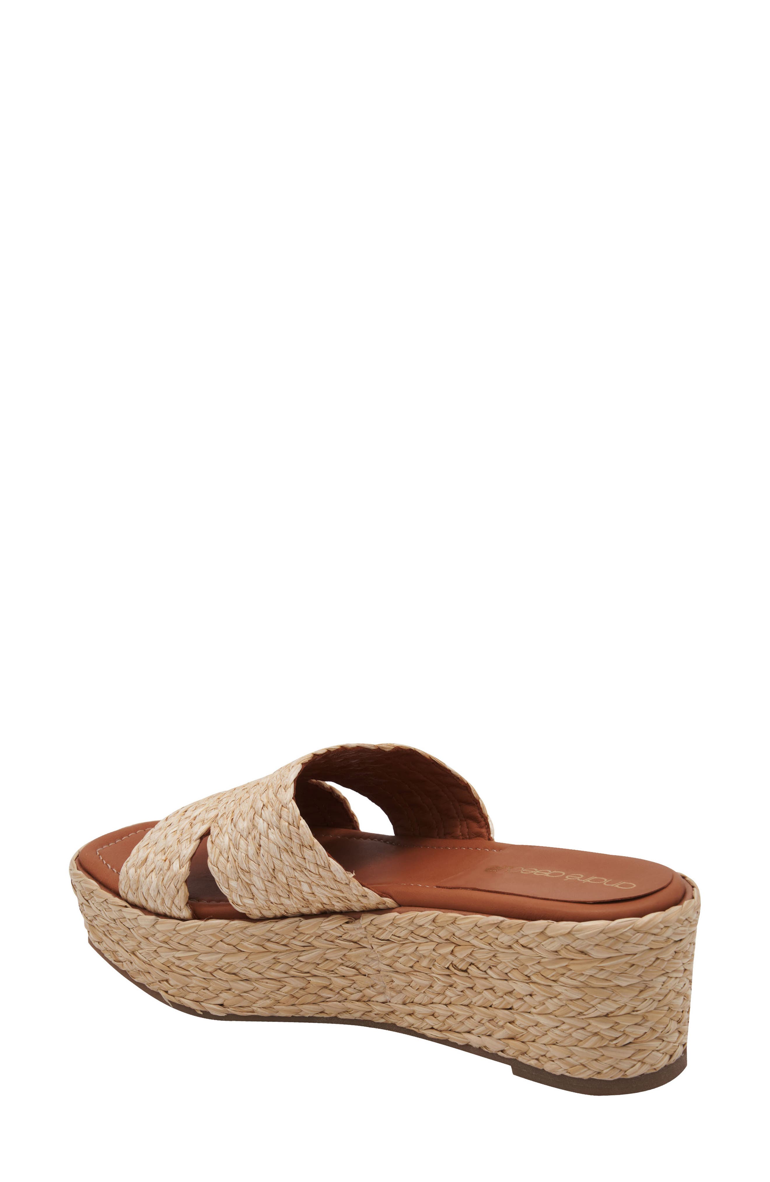André Assous Selena Raffia Platform Slide Sandal, Alternate, color, 