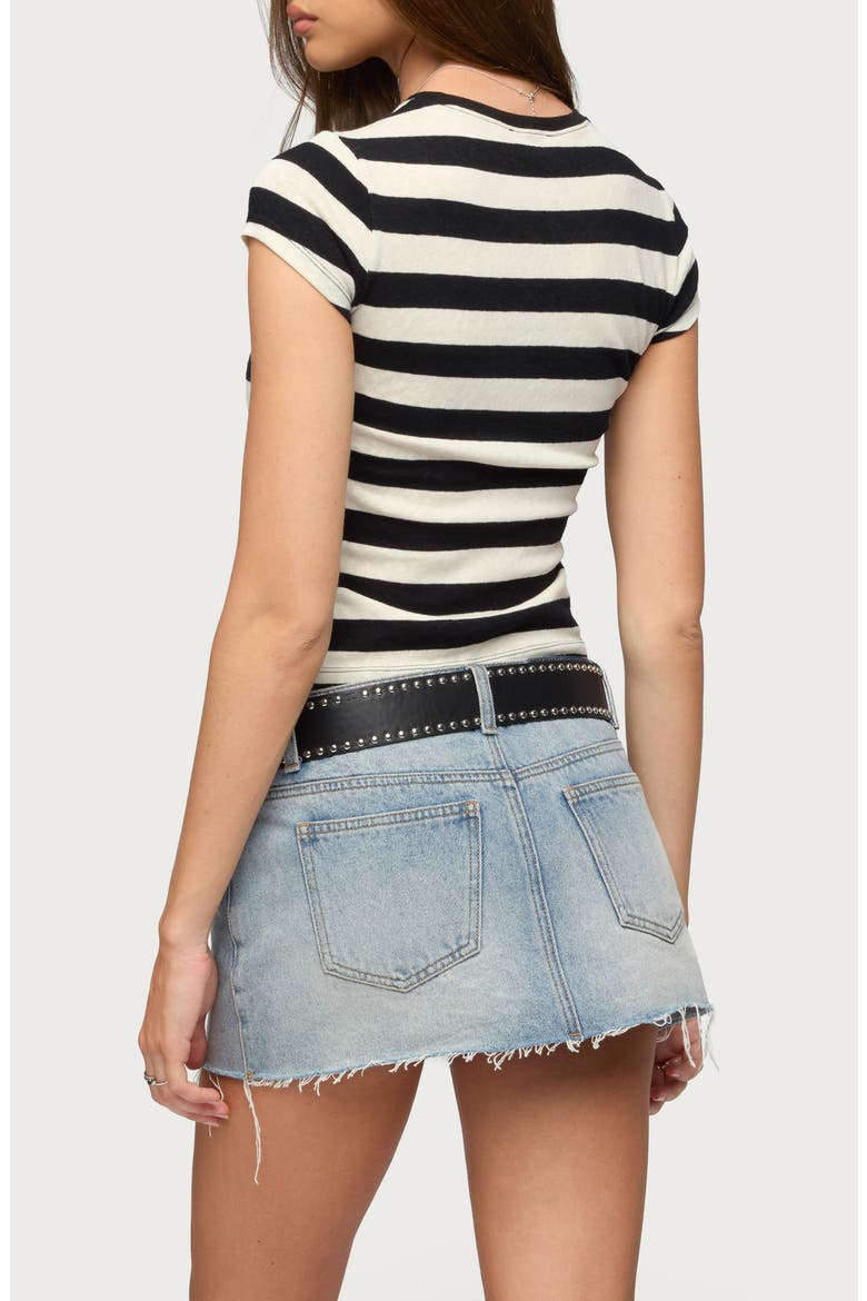 Annabeth Stripe Crop T-Shirt, Alternate, color, BLACK-AND-CREAM