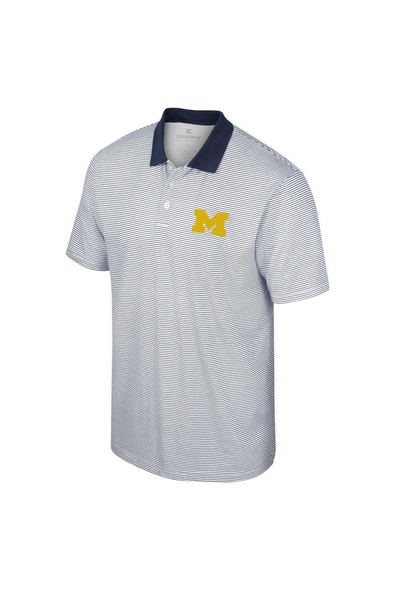 Men's Colosseum White/Black Michigan Wolverines Print Stripe Polo, Alternate, color, White